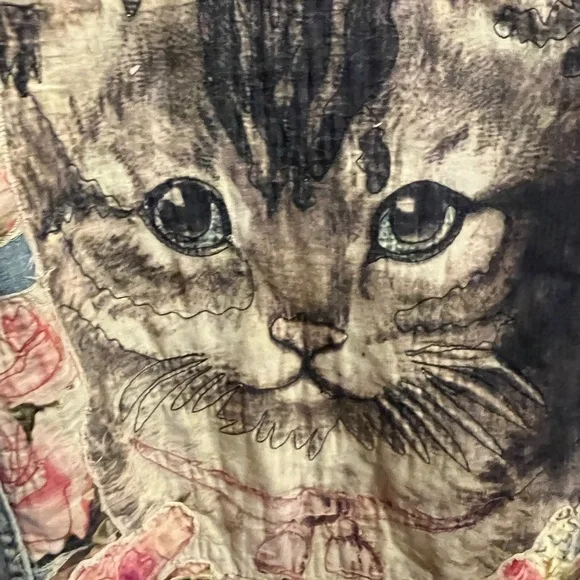 Magnolia Pearl Distressed Floral Denim Jumpsuit appliqué one size OSFM - Picture 5 of 11